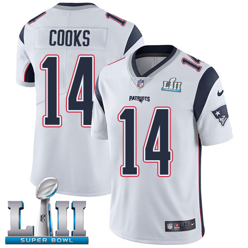 Nike Patriots 14 Brandin Cooks White 2018 Super Bowl LII Youth Vapor Untouchable Player Limited Jersey
