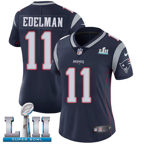 Nike Patriots 11 Julian Edelman Navy Women 2018 Super Bowl LII Vapor Untouchable Player Limited Jersey