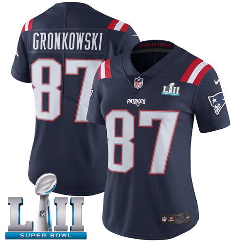 Nike Patriots 87 Rob Gronkowski Navy Women 2018 Super Bowl LII Color Rush Limited Jersey