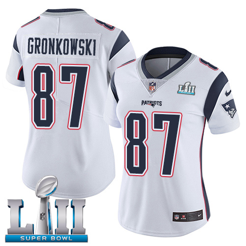 Nike Patriots 87 Rob Gronkowski White Women 2018 Super Bowl LII Vapor Untouchable Player Limited Jersey