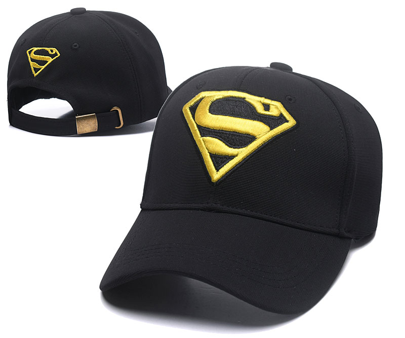 Superman Yellow Logo Black Fashion Adjustable Hat SG
