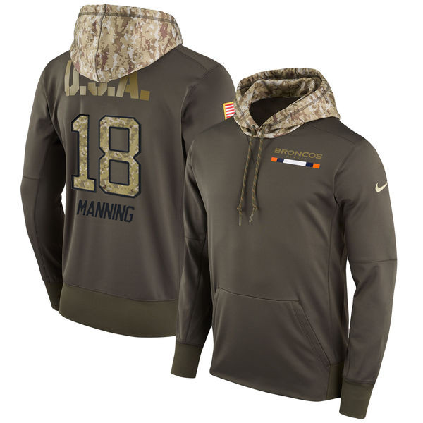 Nike Broncos 18 Peyton Manning Olive Salute To Service Pullover Hoodie