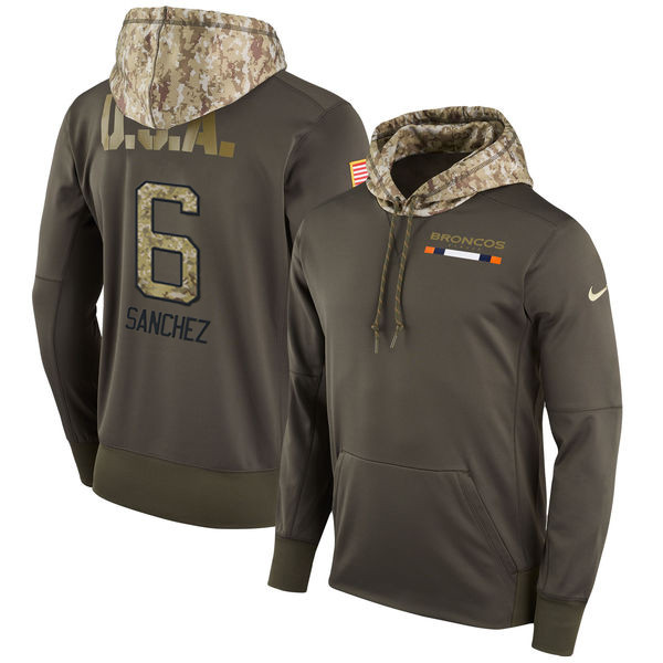 Nike Broncos 6 Mark Sanchez Olive Salute To Service Pullover Hoodie