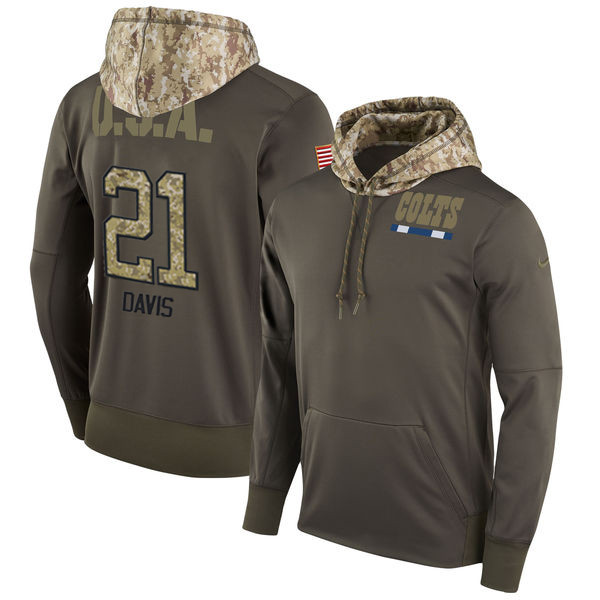 Nike Colts 21 Vontae Davis Olive Salute To Service Pullover Hoodie