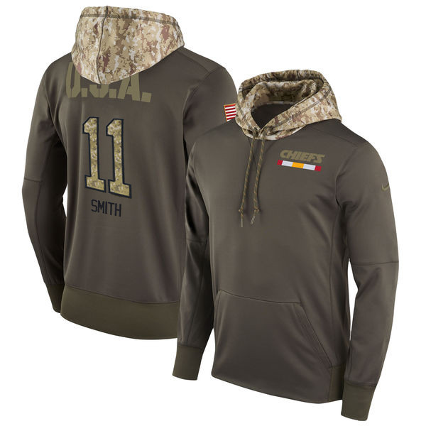 Nike Chiefs 11 Alex Smith Olive Salute To Service Pullover Hoodie