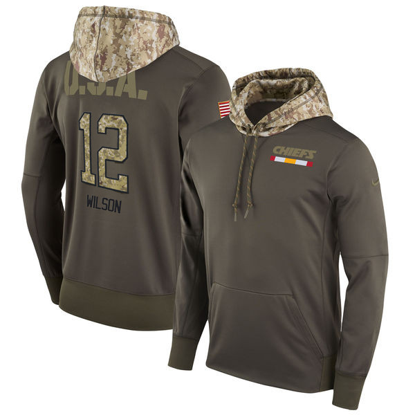 Nike Chiefs 12 Albert Wilson Olive Salute To Service Pullover Hoodie