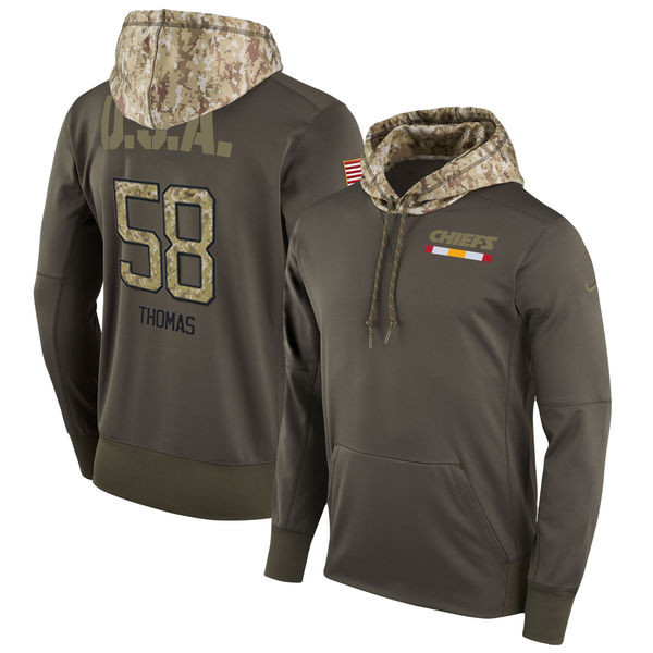 Nike Chiefs 58 Derrick Thomas Olive Salute To Service Pullover Hoodie