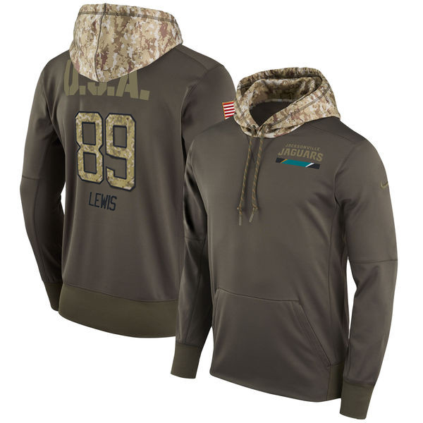 Nike Jaguars 89 Marcedes Lewis Olive Salute To Service Pullover Hoodie