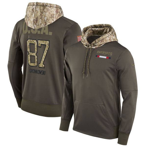 Nike Patriots 87 Rob Gronkowski Olive Salute To Service Pullover Hoodie