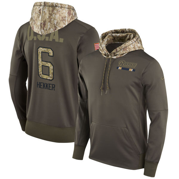 Nike Rams 6 Johnny Hekker Olive Salute To Service Pullover Hoodie