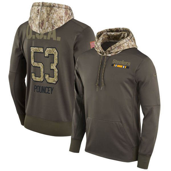 Nike Steelers 53 Maurkice Pouncey Olive Salute To Service Pullover Hoodie