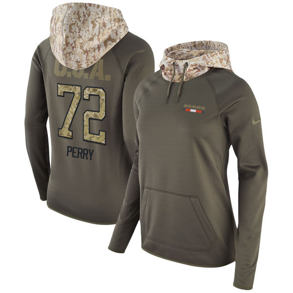 Nike Bears 72 Williams Perry Olive Women Salute To Service Pullover Hoodie