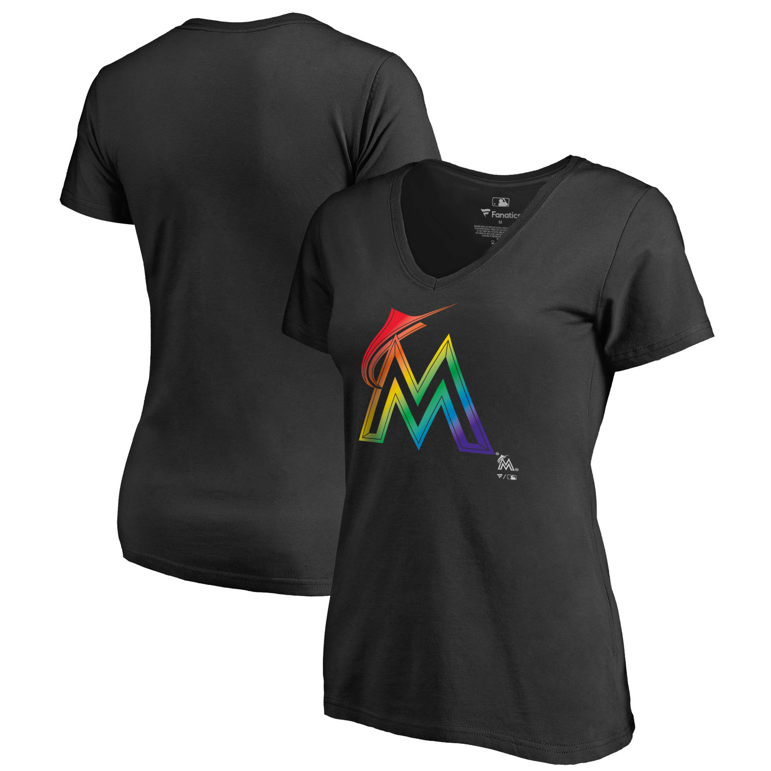 Women's Miami Marlins Fanatics Branded Black Big & Tall Pride T Shirt