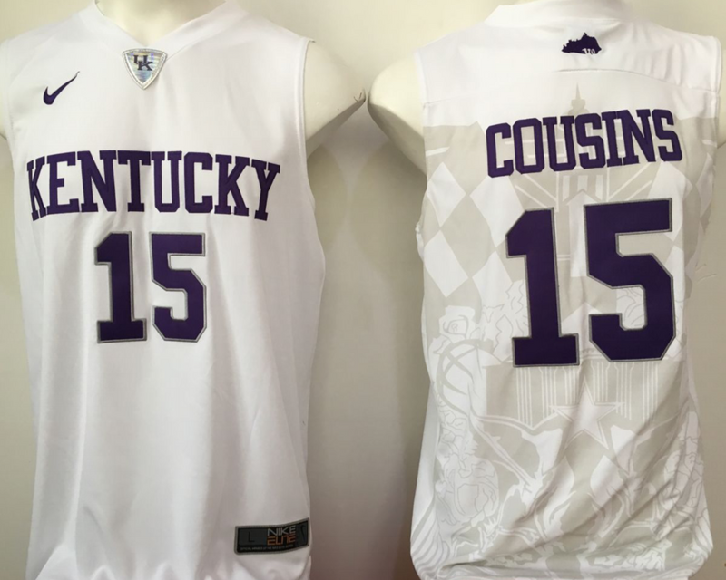 Kentucky Wildcats 15 DeMarcus Cousins White College Basketball Jersey