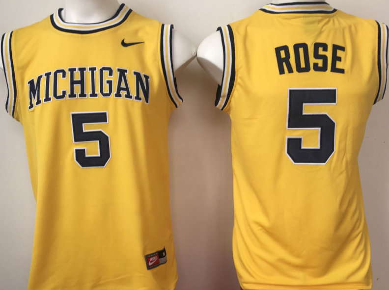 Michigan Wolverines 5 Jalen Rose Gold Nike College Basketball Jersey