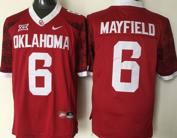 Oklahoma Sooners 6 Baker Mayfield Red College Football Jersey