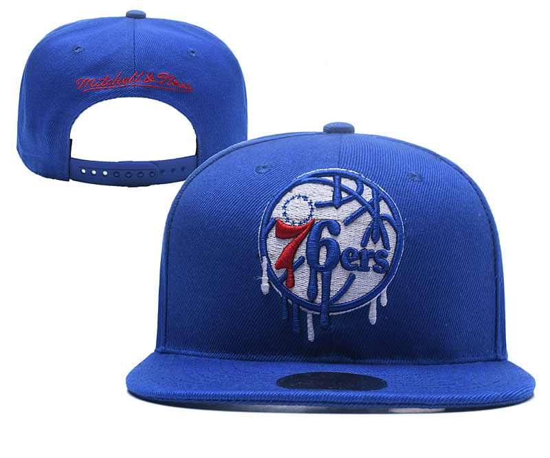 76ers Team Logo Blue Mitchell & Ness Adjustable Hat YD