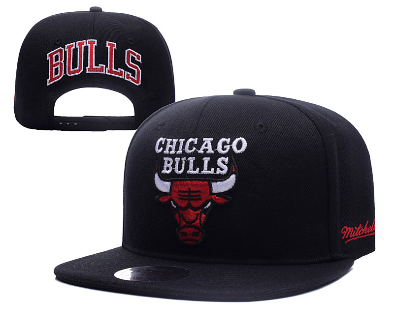 Bulls Team Logo Black Mitchell & Ness Adjustable Hat YD