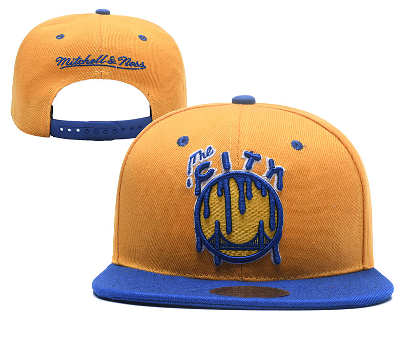 Warriors Team Logo Yellow Mitchell & Ness Adjustable Hat YD