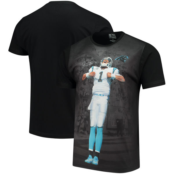 Carolina Panthers Cam Newton NFL Pro Line by Fanatics Branded NFL Player Sublimated Graphic T Shirt Black