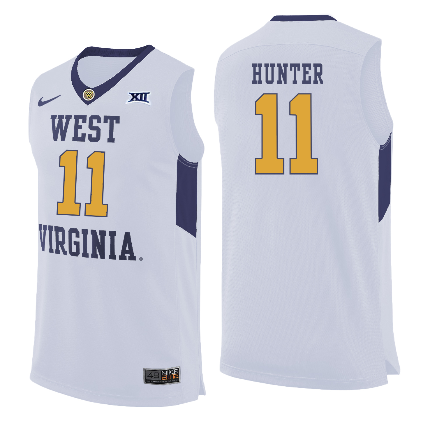 West Virginia Mountaineers 11 D'Angelo Hunter White College Basketball Jersey