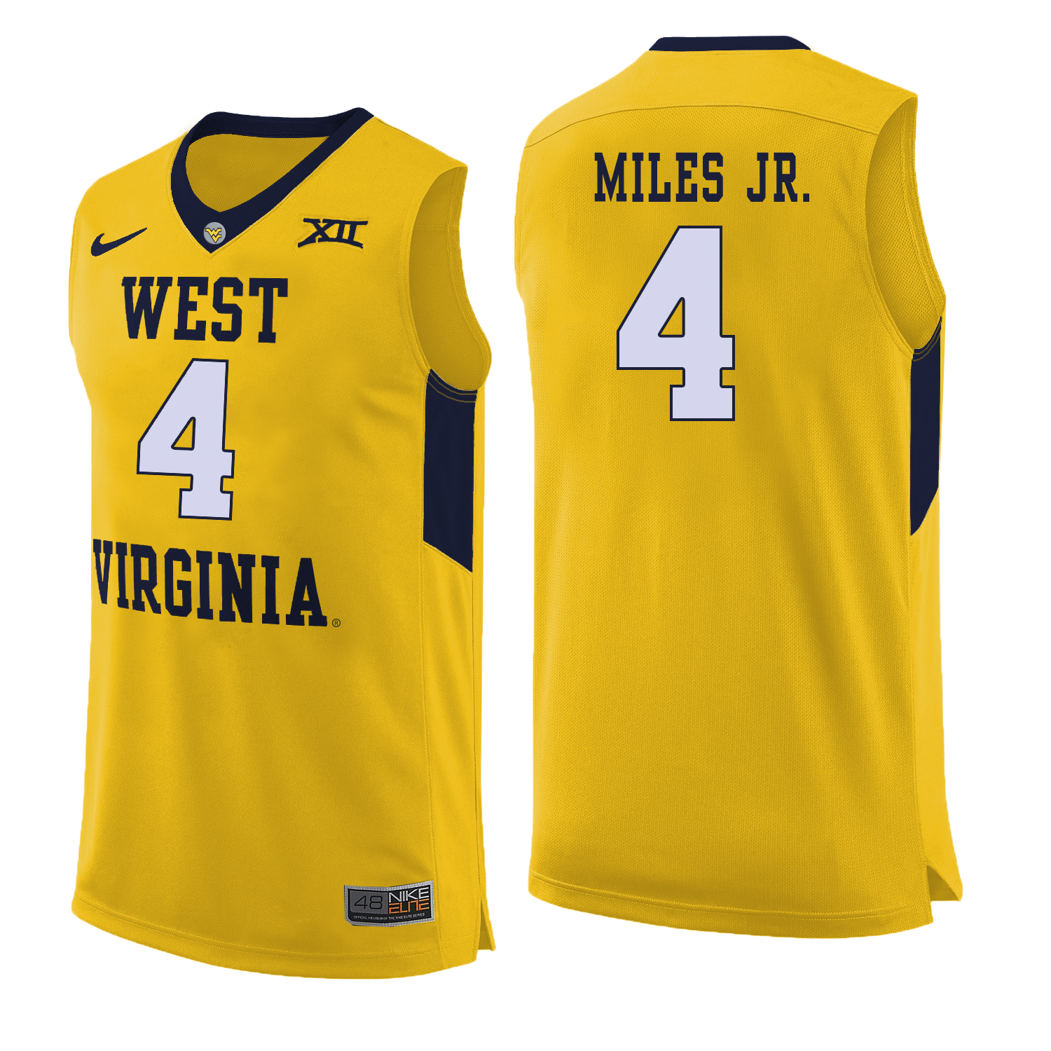 West Virginia Mountaineers 4 Daxter Miles Jr. Yellow College Basketball Jersey