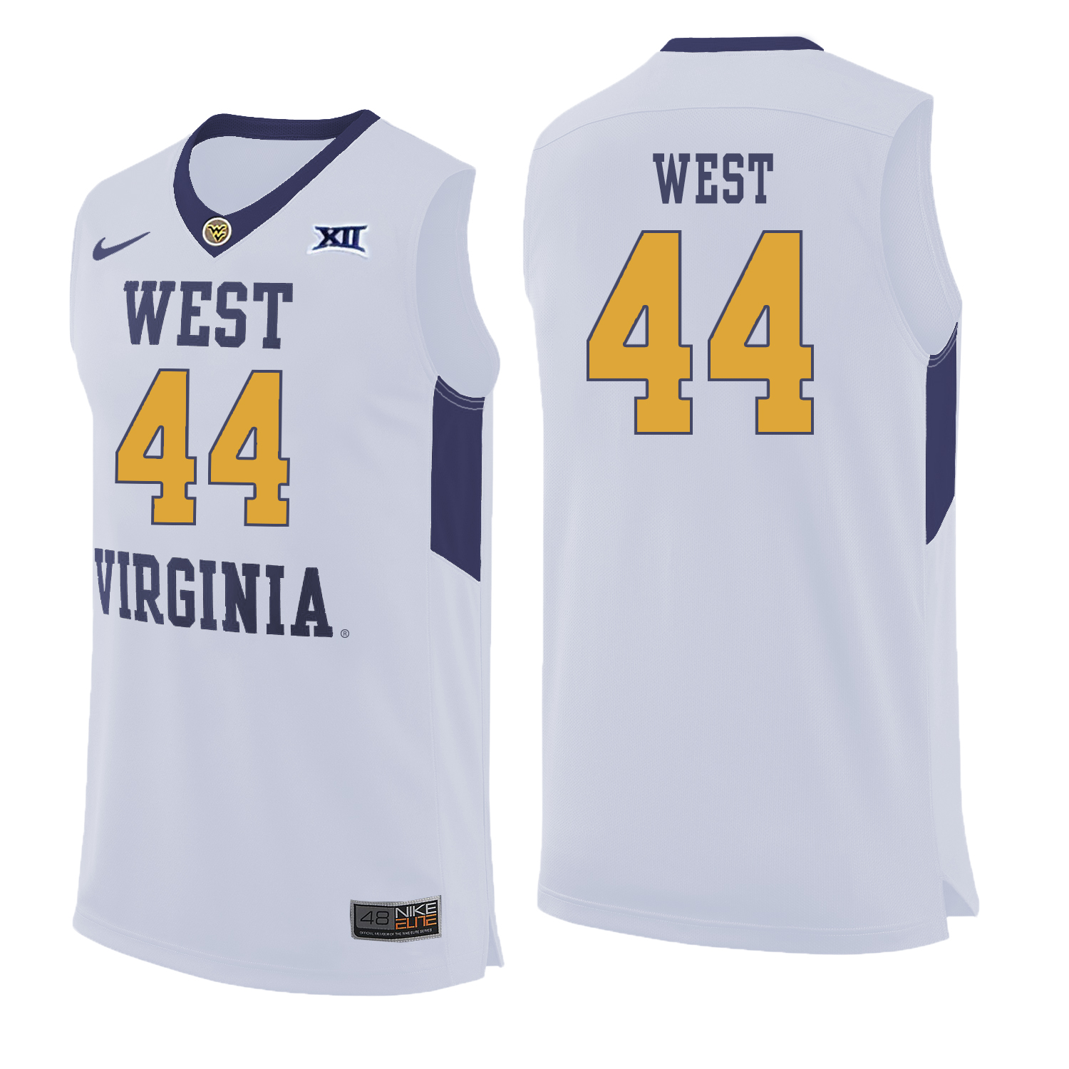 West Virginia Mountaineers 44 Jerry West White College Basketball Jersey