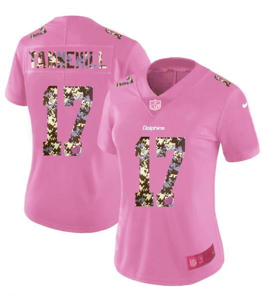 Nike Dolphins 17 Ryan Tannehill Pink Camo Fashion Women Limited Jersey