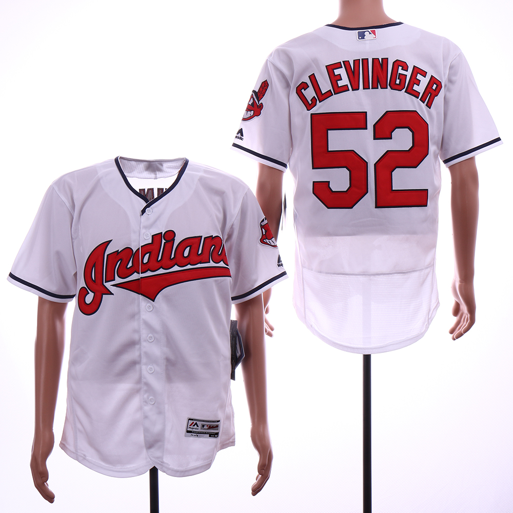 Indians 52 Mike Clevinger White Flexbase Jersey
