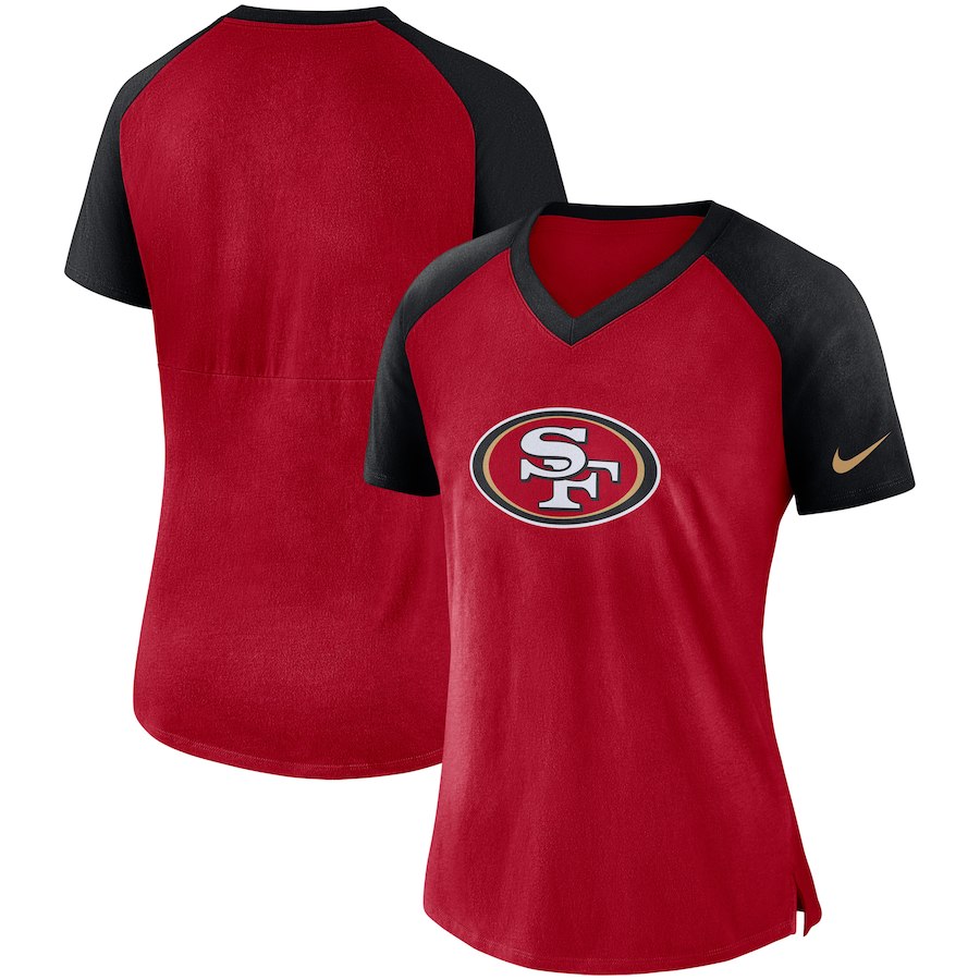 San Francisco 49ers Nike Women's Top V Neck T-Shirt Scarlet/Black