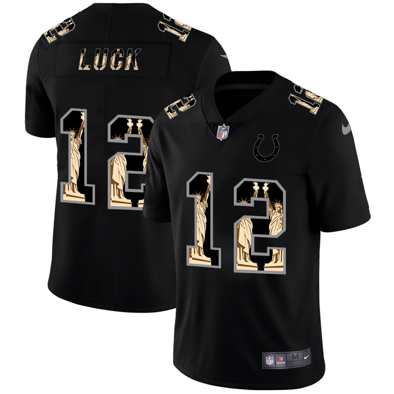 Nike Colts 12 Andrew Luck Black Statue of Liberty Limited Jersey