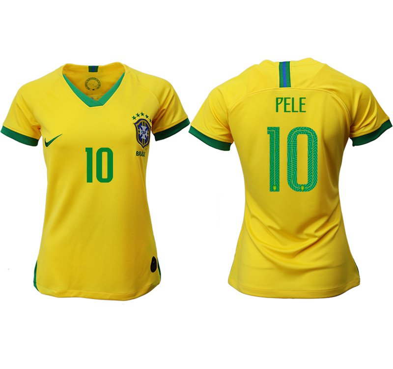 2019-20 Brazil 10 PELE Home Women Soccer Jersey