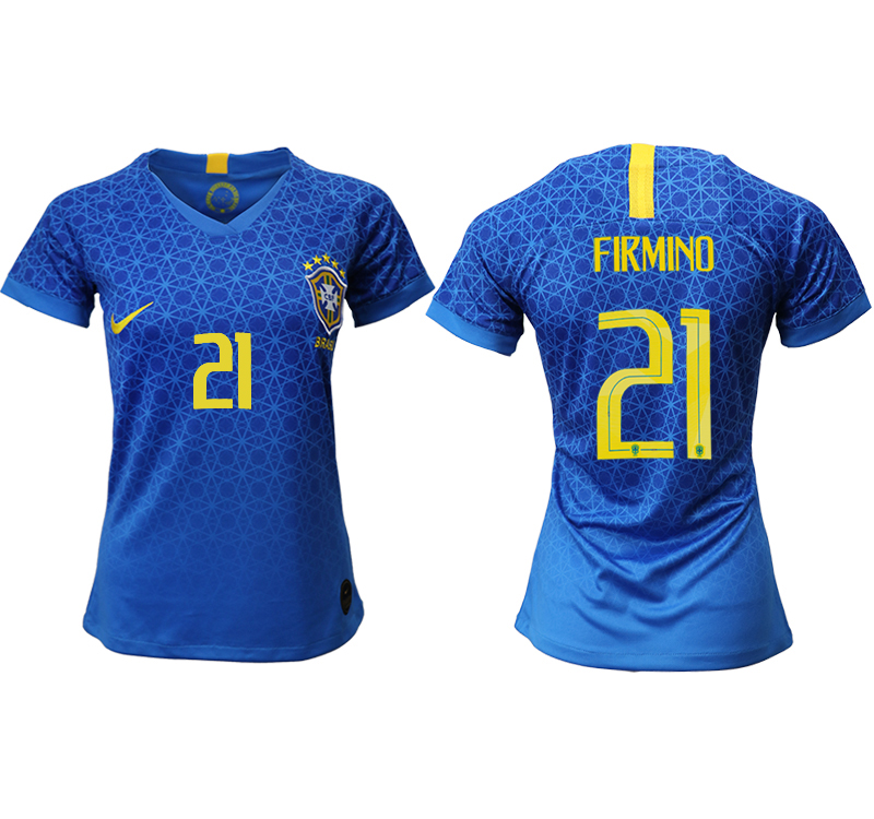 2019-20 Brazil 21 FIRMINO Away Women Soccer Jersey
