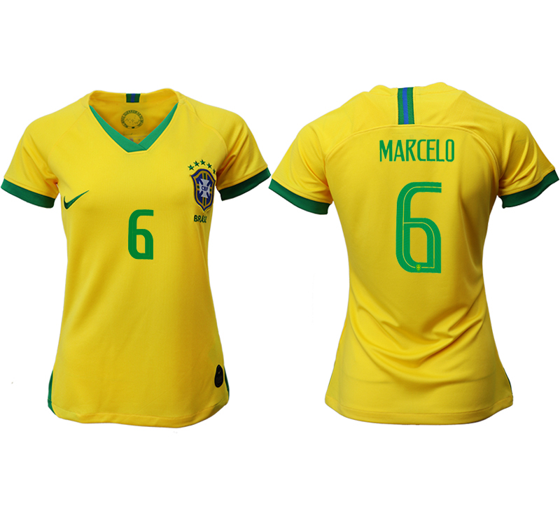 2019-20 Brazil 6 MARCELO Home Women Soccer Jersey