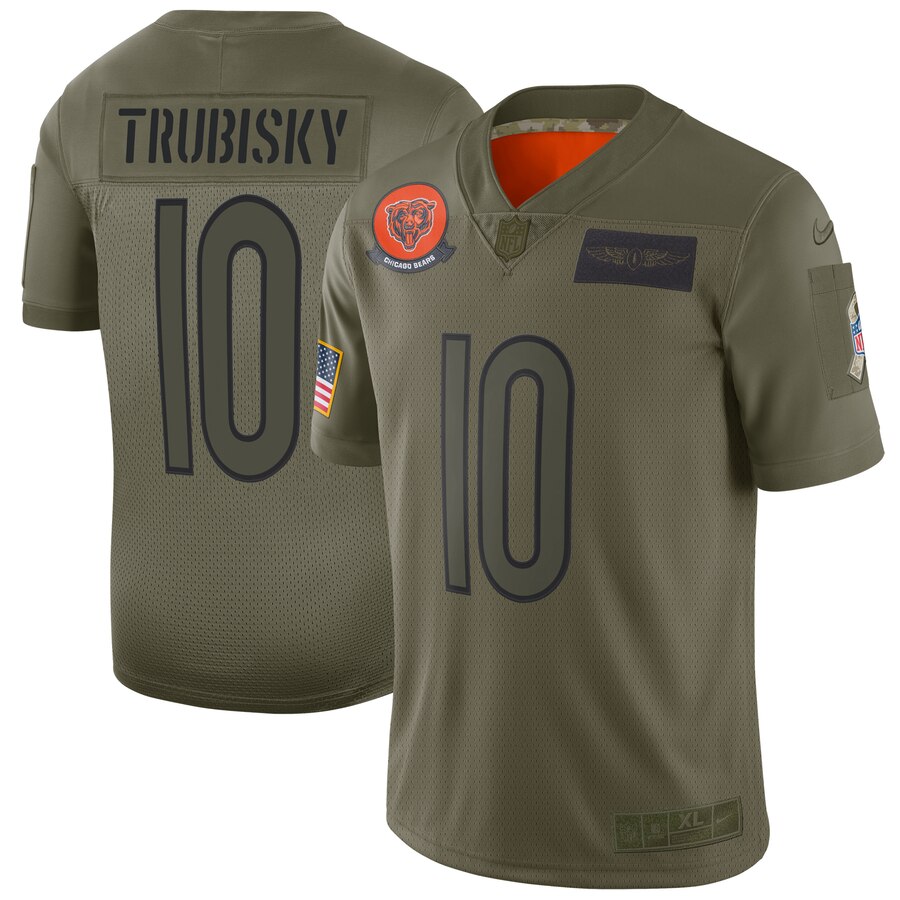 Nike Bears 10 Mitchell Trubisky 2019 Olive Salute To Service Limited Jersey