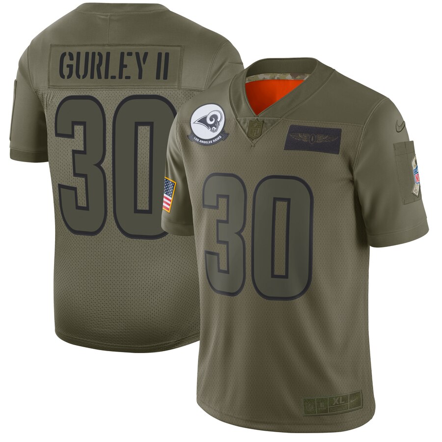 Nike Rams 30 Todd Gurley II 2019 Olive Salute To Service Limited Jersey
