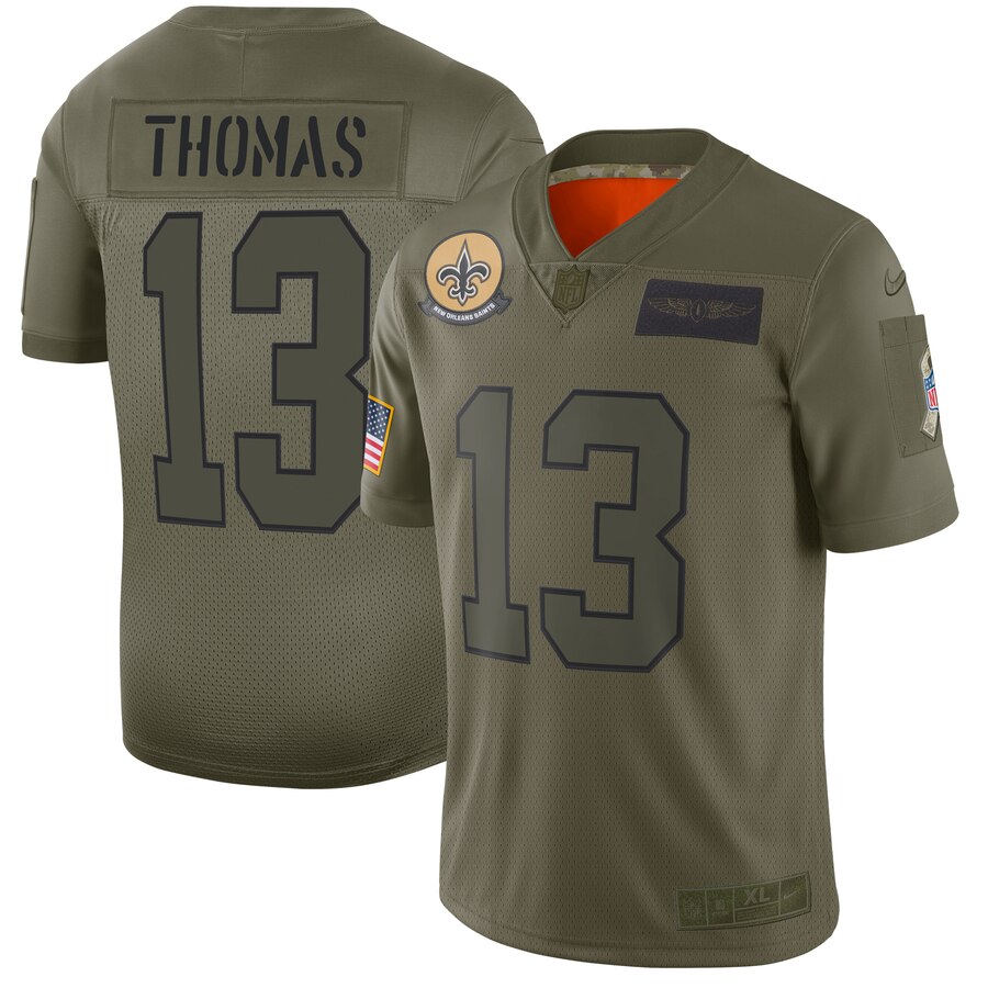 Nike Saints 13 Michael Thomas 2019 Olive Salute To Service Limited Jersey