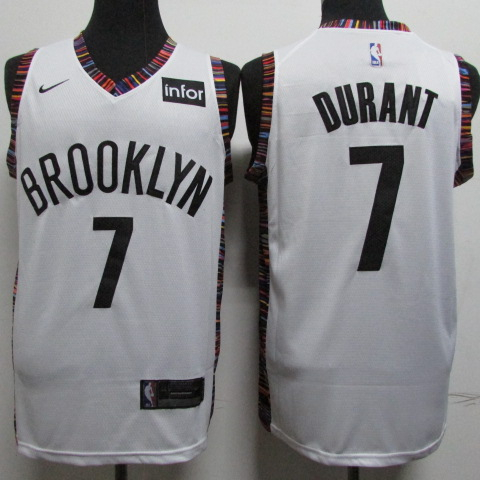 Nets 7 Kevin Durant White City Edition Nike Swingman Jersey