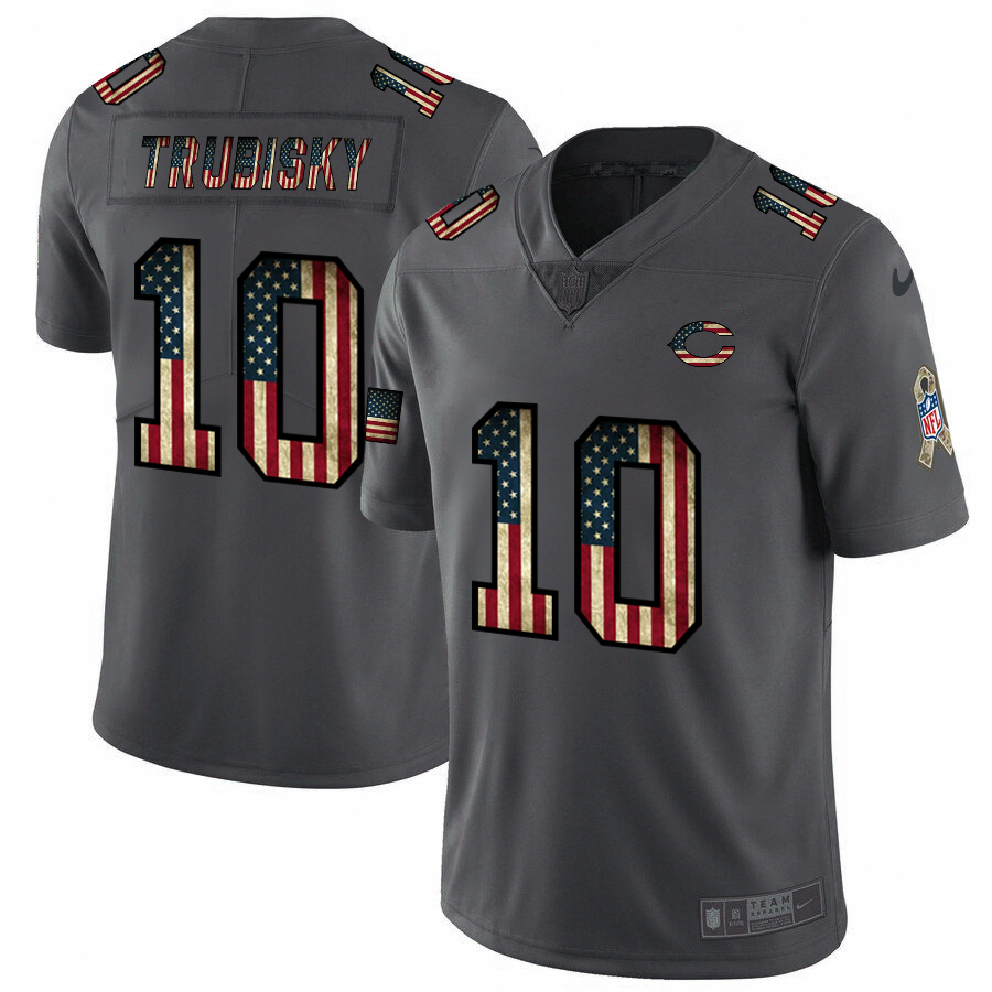 Nike Bears 10 Mitchell Trubisky 2019 Salute To Service USA Flag Fashion Limited Jersey