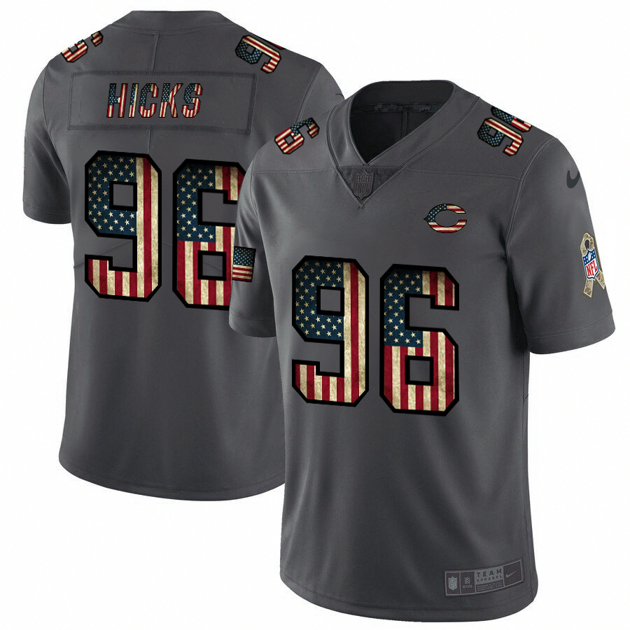 Nike Bears 96 Akiem Hicks 2019 Salute To Service USA Flag Fashion Limited Jersey
