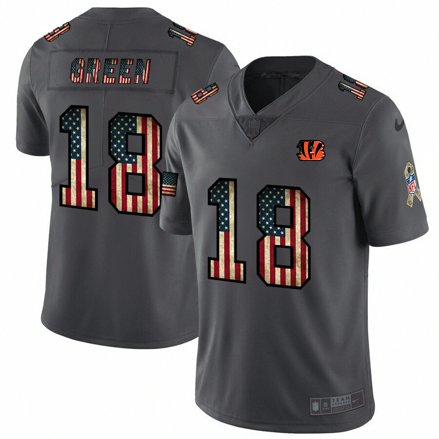 Nike Bengals 18 A.J. Green 2019 Salute To Service USA Flag Fashion Limited Jersey
