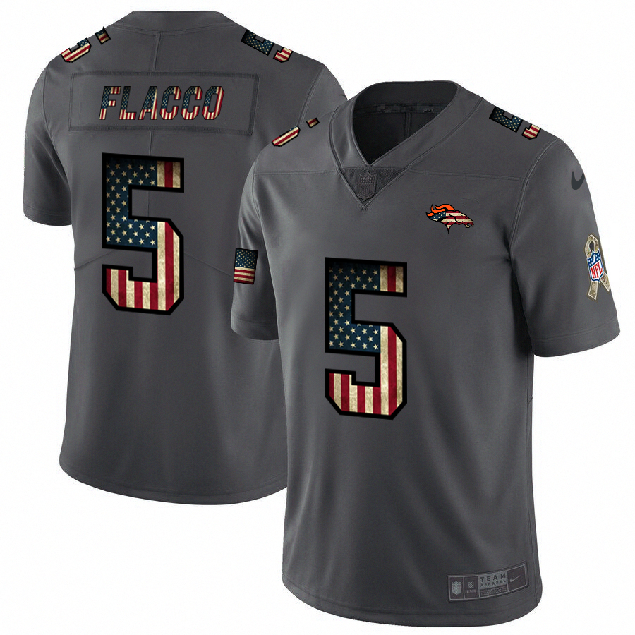 Nike Broncos 5 Joe Flacco 2019 Salute To Service USA Flag Fashion Limited Jersey