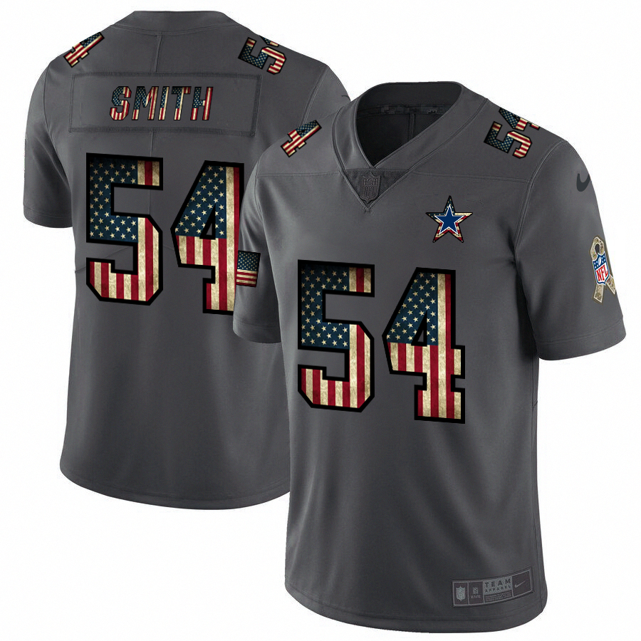 Nike Cowboys 54 Jaylon Smith 2019 Salute To Service USA Flag Fashion Limited Jersey