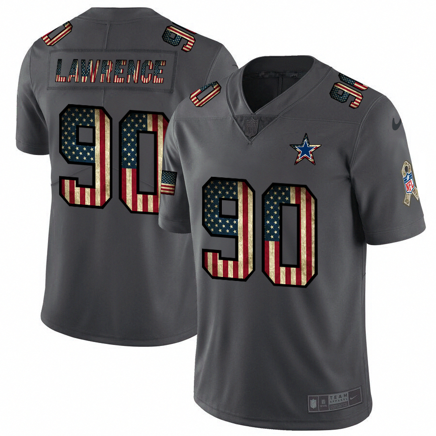 Nike Cowboys 90 Demarcus Lawrence 2019 Salute To Service USA Flag Fashion Limited Jersey
