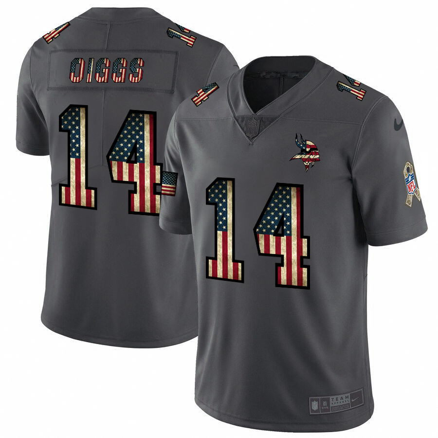 Nike Vikings 14 Stefon Diggs 2019 Salute To Service USA Flag Fashion Limited Jersey