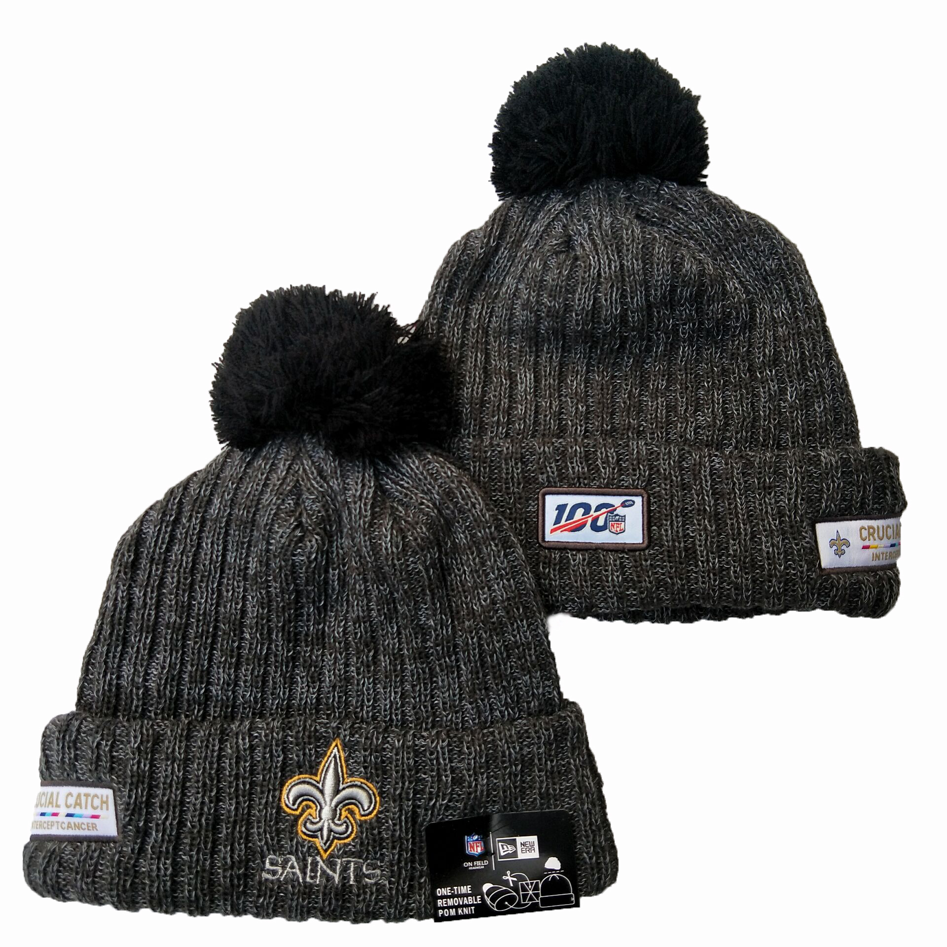 Saints Fresh Logo Gray 100th Season Pom Knit Hat YD
