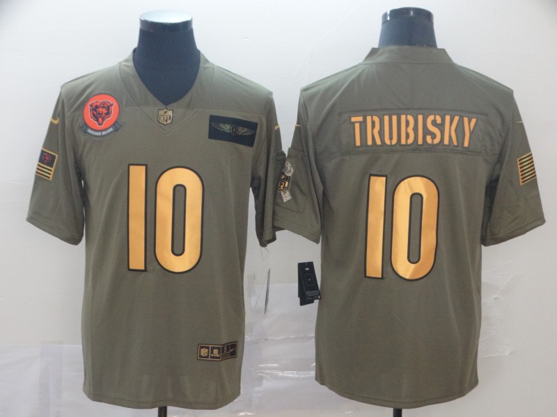Nike Bears 10 Mitchell Trubisky 2019 Olive Gold Salute To Service Limited Jersey