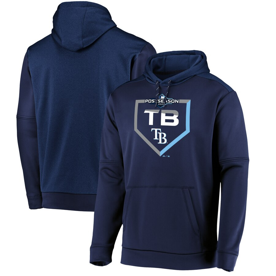 Tampa Bay Rays Majestic 2019 Postseason Dugout Authentic Pullover Hoodie Navy