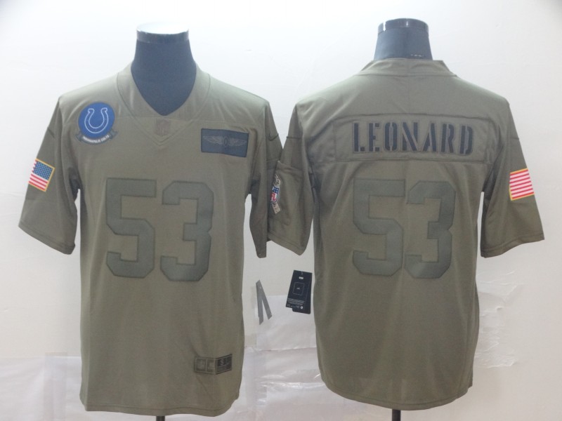 Nike Colts 53 Darius Leonard 2019 Olive Salute To Service Limited Jersey
