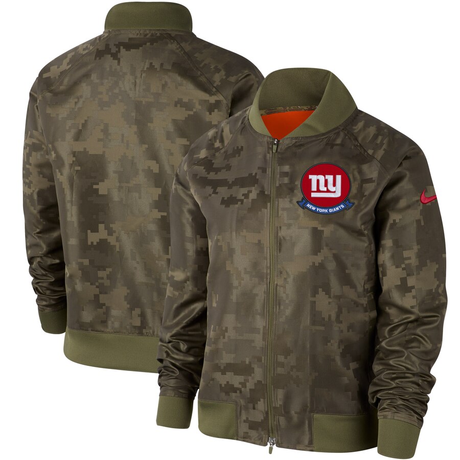 Women's New York Giants Nike Olive 2019 Salute to Service Full Zip Bomber Jacket